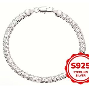 Sterling Silver Bracelet S925 Snake Chain Men's Jewelry Fashion Gift